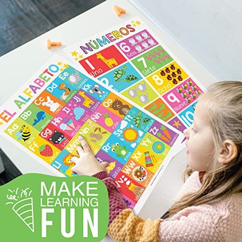 Hadley Designs Spanish Posters for Classroom - 12 Bilingual Educational Posters for Spanish Classroom Decorations Must Haves, Calendario y Alfabeto en Español Para la Pared, Colorful Teacher Supplies - Thumbnail 2