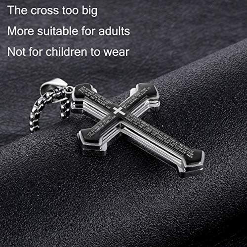 Rehoboth Men's Stainless Steel Nail Cross Pendant Necklace for Men Lord's Prayer Pendant Big Pendant and Strong Chain 24 Inch - Thumbnail 5