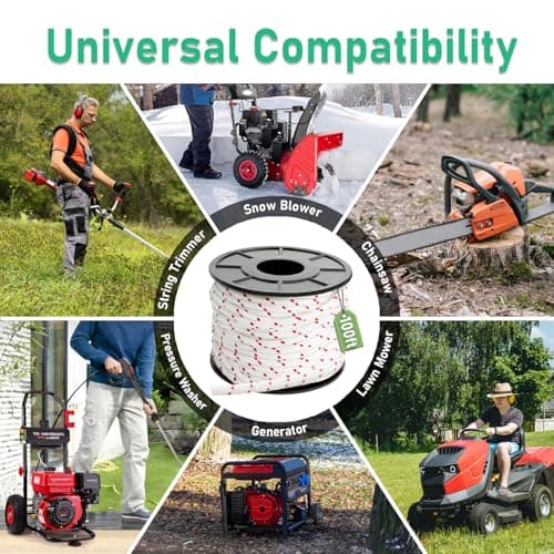 Alrhipvm Pull Cord Rope 100ft x 13/64"(5mm), Recoil Starter Rope Pull String for Small Engine, Pull Rope for Lawn Mower Generator Chainsaw Trimmer Edger Brush Cutter - Thumbnail 6