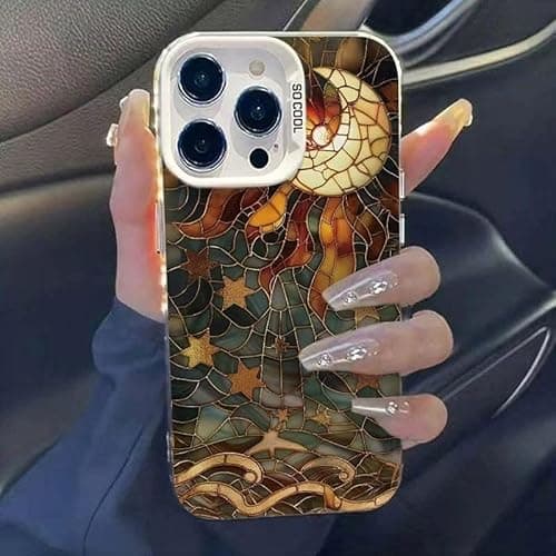 Benbabuwe for iPhone 17 Air Case, Aesthetic Hard Hybrid Shell Shockproof Protective Cute Matte Cases for iPhone 17 Air Chip Marble Moon Print Pattern for Women Girls