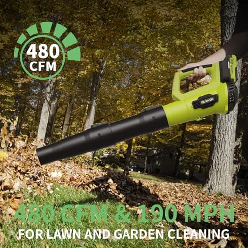 LEAPUL Leaf Blower Cordless, 21V Electric Leaf Blower with 2×2.0Ah Batteries & 1 Fast Charger, Lightweight Battery Powered Blower for Lawn Care, Patio Cleaning - Thumbnail 4