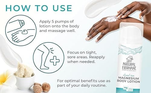 Natural Elephant Dead Sea Magnesium Lotion – Vanilla Scented Body Moisturizer | Topical Magnesium with Dead Sea Minerals – 5 oz (150 ml) - Thumbnail 4