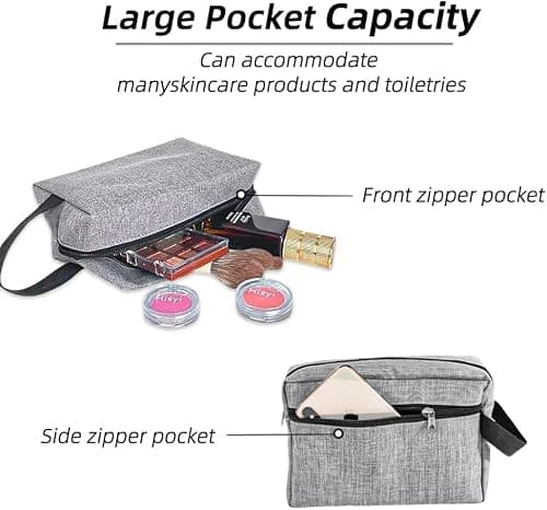 HFLYJPYW Toiletry Bag for Men, Travel Toiletry Organizer Dopp Kit Water-resistant Shaving Bag for Toiletries Accessories, Door Room Essentials, Black-medium (Gray) - Thumbnail 3
