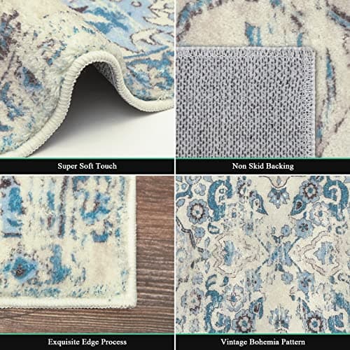 HEBE Hallway Runner Rug 2'x6' Washable Vintage Distressed Area Rugs Non Slip Laundry Rug Runner Boho Floor Carpet Runners for Hallways Entryway Laundry Room Kitchen Bathroom - Thumbnail 4