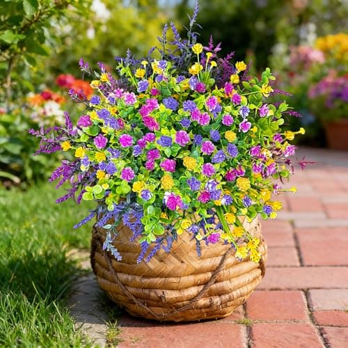QSPEROV Artificial Flowers for Outdoors UV Resistant, 12 Bundles Realistic Faux Daisy Flowers with Bendable Stems for Planters Porch Garden Wedding Decor, Multi-Color 35cm - Thumbnail 4