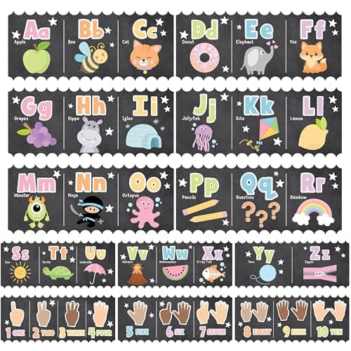 Hadley Designs Alphabet for Classroom Wall Decor - ABC Posters for Classroom Wall Chart Preschool & Kindergarten, ABC Letters Number Line Elementary Must Have, Chalkboard Daycare Homeschool Essentials - Image 1