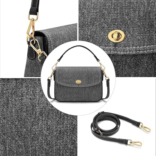 Goinsound Shoulder Crossbody Purse - Trendy Canvas Women's Shoulder Handbags with Adjustable Strap (Black) - Thumbnail 6