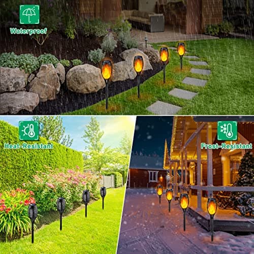 IkeeRuic Solar Lights Outdoor, Solar Torch Light with Flickering Flame for Outdoor Decor, Solar Garden Lights, Waterproof Outdoor Lighting, Flame Torches for Outside Patio Pathway Yard Decorations - Thumbnail 4