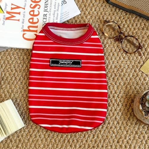 Jialinifery Soft Striped Dog Shirt, Cozy Warm pet Vest for Small Medium Dogs, Classic Puppy cat Clothes for Indoor Outdoor Outfits - Thumbnail 4