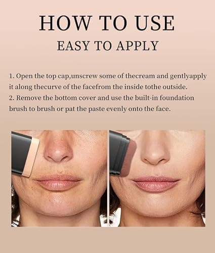 Foundation Stick, 2 in 1 Dual-Ended Long-Lasting Foundation, Concealer Stick with Brush, Full Coverage for Dark Circles & Blemishes, Hydrating Matte Contour Sticks for Face Makeup (01) - Thumbnail 6
