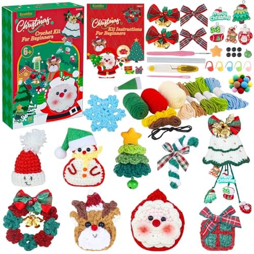 Ecoofor Christmas Crochet Kit for Beginners — DIY Holiday Crochet Starter Kit for Adults with Step-by-Step Video Tutorials & Patterns, Perfect for Christmas Decorations & Gifts - Image 1