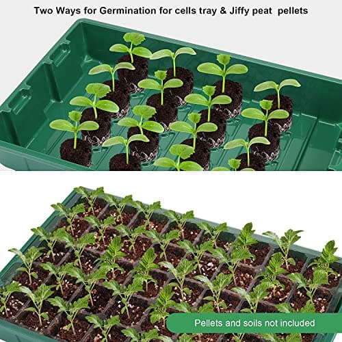 MIXC Seedling Trays Seed Starter Tray, 5-Pack Mini Propagator Plant Greenhouse Grow Kit with Humidity Vented Domes and Base for Seeds' Starting (40 Cells Per Tray, Total 200 Cells), Green - Thumbnail 2