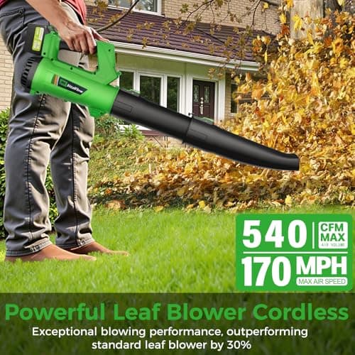 Cordless Leaf Blower with 2× 6.0Ah Batteries and Charger, 540CFM/170MPH Battery Powered Leaf Blower, 6 Speeds, Lightweight Electric Leaf Blowers for Lawn Care, Patio, Dust and Leaves Cleaning 2025 - Thumbnail 2