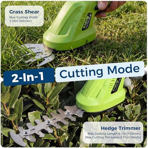 2-in-1 Electric Handheld Hedge Trimmer, Cordless Grass Shear & Shrub Trimme, Lightweight Rechargeable Bush Trimmers, with Type-C Cable, Dual Safety Switch, Brushless Motor, for Yard, Lawn, Garden - Thumbnail 2