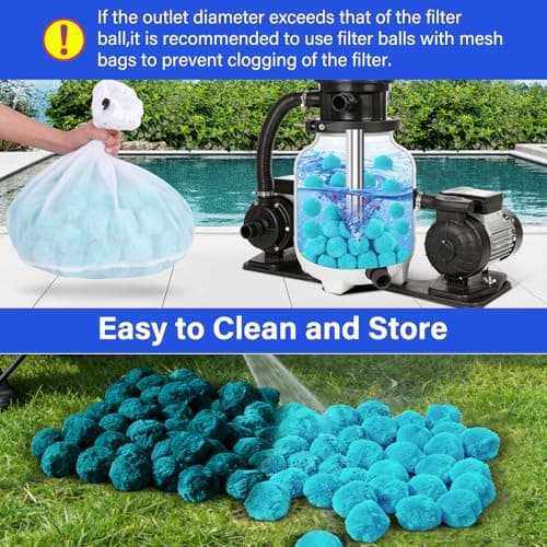 TIXANF Pool Filter Balls for Sand-Filter,Eco-Friendly Fiber Filter Media for Swimming Pool Sand Filters,3.1 Lbs Reusable Sand Filter Ball for Pool Cleaning(Equals 100 lbs Pool Filter Sand) - Thumbnail 6