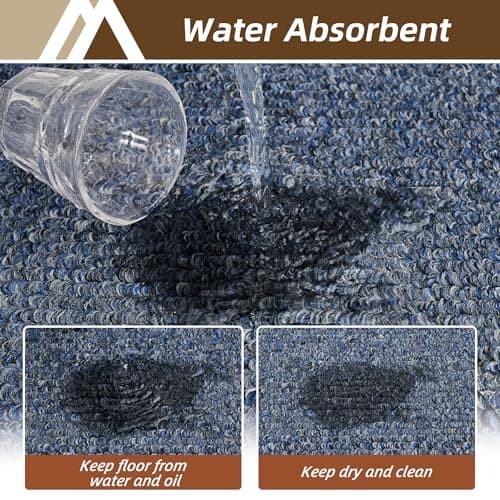 COSY HOMEER Kitchen Rugs Non-Slip 20x30/20x48 Inch Thick Polypropylene Standing Mat for Home Machine Washable, Bule Frame - Thumbnail 4