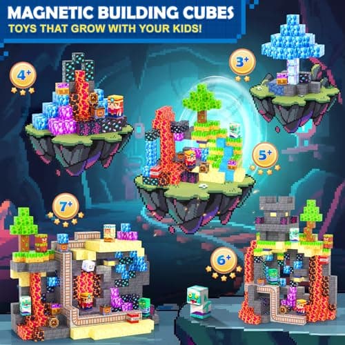 Magnetic Blocks, Build Mine Magnet World Rainforest Set for Kids Ages 4-8 - Thumbnail 2