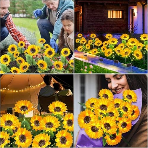 KOOPER Solar Lights Outdoor Garden Decor - Upgraded 3 Pack with 9 Sunflower Lights, Waterproof Solar Outdoor Lights Auto ON/Off Solar Decorative Lights for Garden, Patio, Backyard - Thumbnail 6