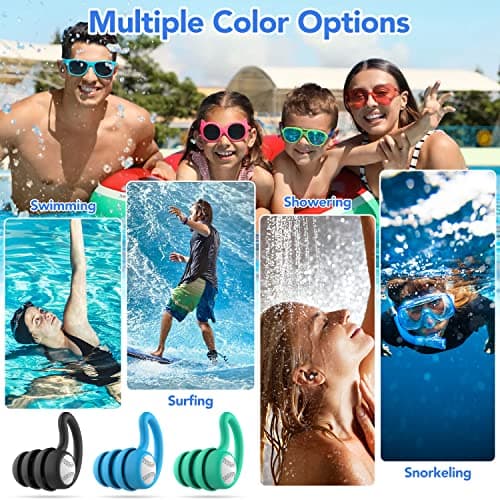 Swimming Ear Plugs Waterproof Earplugs - 3 Pairs Silicone Swim Ear Plugs for Adult Kids, Water Sports Earplugs for Showering, Bathing, Surfing - Keep Ear Water Out - Thumbnail 5