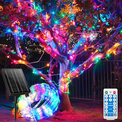 LairtPOW Solar Rope Lights 98FT Waterproof 300LEDs, Rechargeable Solar String Light with Remote Control,Outdoor Palm Tree Holiday Lights for Pathway Pool Patio Party Garden Yard Balcony (Multi Color) - Image 1