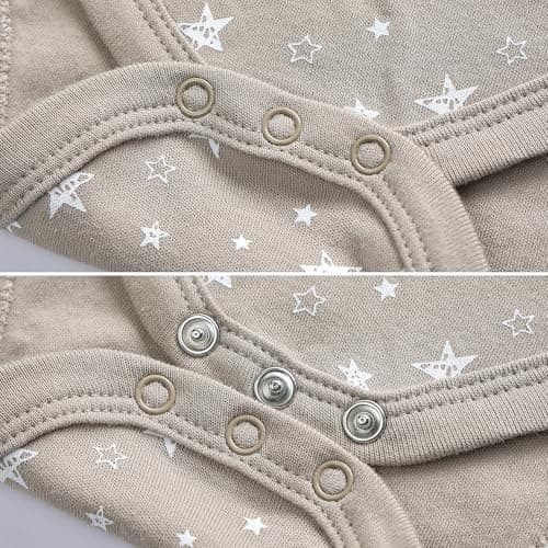 MEYSAHO Baby Newborn Layette 10-Piece Set Cotton Bodysuits Short Sleeve Pants Sets Star Plane Printed for Baby Girls Boys Clothes Unisex Baby Gift Sets for 0 3 Months - Thumbnail 5