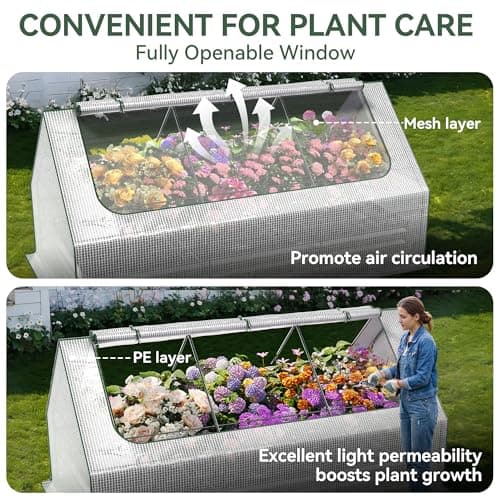 Lineware Raised Garden Bed with Self-Watering System, 8x4x1 ft Elevated Planter Boxes Outdoor with PE Cover, Galvanized Raised Beds for Gardening,Vegetables,Flowers, Backyard, Patio - Thumbnail 5