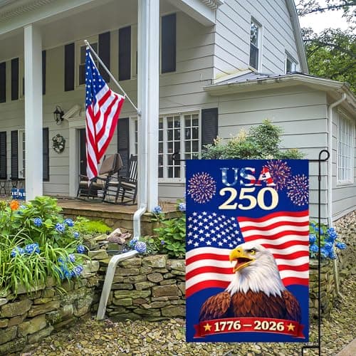 USA 250 Anniversary Garden Flag, Patriotic American Eagle Flag 12x18 Double Sided, 1776–2026 Independence Day Outdoor Yard Lawn Decor - Thumbnail 3