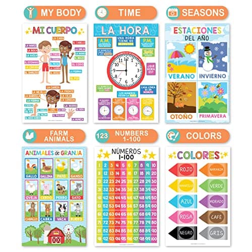 Hadley Designs Spanish Posters for Classroom - 12 Bilingual Educational Posters for Spanish Classroom Decorations Must Haves, Calendario y Alfabeto en Español Para la Pared, Colorful Teacher Supplies - Thumbnail 5