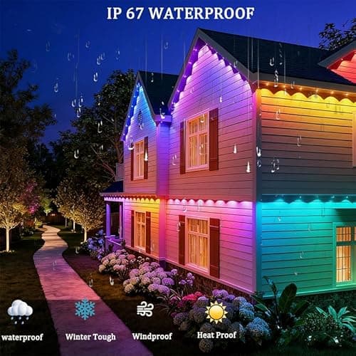 AurNyvaMay Permanent Outdoor Lights,Smart Outdoor Christmas Lights 24V with IC+RGB 20 LED, IP67 Waterproof Eaves Lighting with 213 Modes for Holiday,Party, Daily, APP/Remote Control - Thumbnail 6