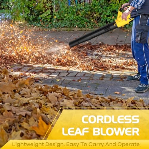 Leaf Blower, Electric Cordless Leaf Blower with 2 Batteries and Charger, 2 Speed Mode, Lightweight Cordless Blower for Blowing Leaves, Patio Cleaning, Blowers for Lawn Care and Dust - Thumbnail 2