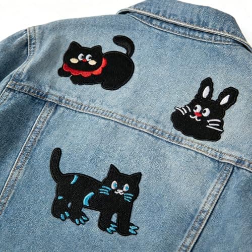 13Pcs Embroidered Iron On Patches for Clothes, Cute Cat Embroidery Patches Sew 0n/Iron On Applique Decorative for Clothes, Dress, Hat, Jeans,Jacket, DIY Accessories - Thumbnail 2