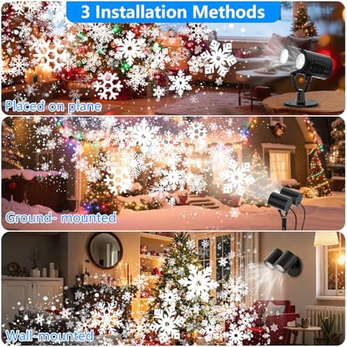 2025 Upgraded Double Head Christmas Snowflake Projector Lights Outdoor, Timing Mode, IP65 Waterproof, 360°Roating LED Christmas Lights, for Xmas Holiday Party Christmas Decoration, Indoor, Houses - Thumbnail 3