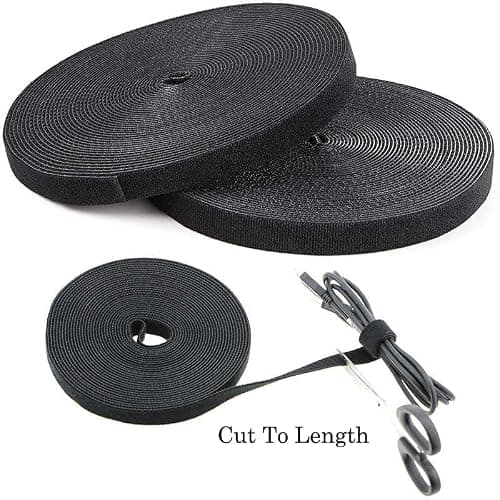 1/2 Inch Hook and Loop Roll Reusable Cable Ties Cable Management Straps Cord Organizer Double-Sided Heavy Duty Strips Black Cord Wrap for Computer Home Office Date Center (Black, 1/2inch 54Yards) - Thumbnail 5
