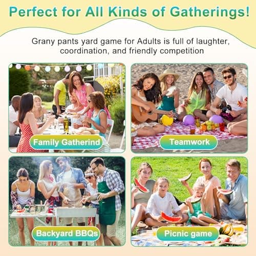 Zrgzob 14 Pcs Granny Pants Yard Game Set, Oversized Blue & Green Pants with 10 Bouncy Balls & 2 Pumps, Outdoor Tossing Games for Adults Family Birthday Backyard Party Team-Building Gatherings - Thumbnail 5