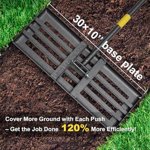 Lawn Leveling Rake - Heavy Duty 30"x10" Stainless Steel Leveler Plate,Reinforced Welds,28-60" Adjustable, Anti Flipping Smooth Edge,for Soil, Dirt,Ground,Yard Top Dressing,Landscaping - Thumbnail 4