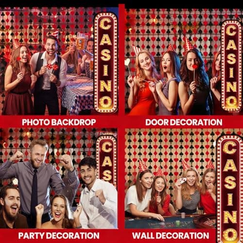 Casino Night Decorations - Giant Casino Sign Cardboard Cutout Standup for Las Vegas Party Decorations, Casino Photo Booth Props - Thumbnail 5