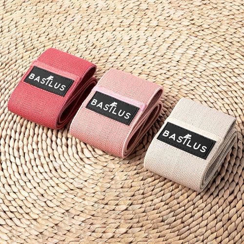 Basilus 3-Pack Fabric Resistance Bands for Legs & Glutes – Exercise Bands for Strength Training, Yoga, Pilates & Fitness – Mesh Bag & Exercise Guide Included (Peach Cream, Blush Dune, Lost Cherry) - Thumbnail 2