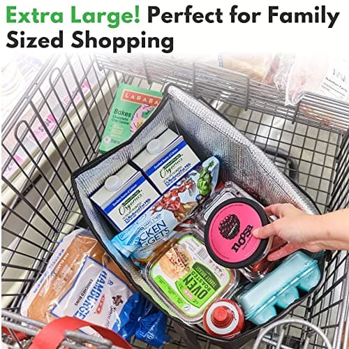 XL Insulated Reusable Grocery Bags (2-Pack) - Premium Quality Cooler Bags with Hard Bottom Insert - Stands Upright, Machine Washable, Sturdy Zipper - Insulated Bag for Warm or Cold Food Delivery Bag - Thumbnail 3