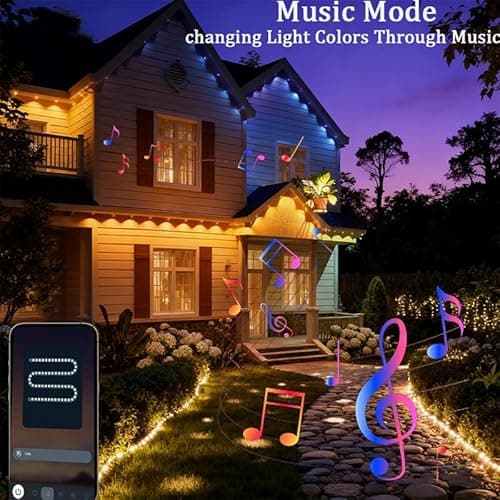Permanent Outdoor Lights 54ft Smart Outdoor Christmas Lights 24V with RGBCW 36 LED IP67 Waterproof Eaves Lighting with 213 Modes for Holiday,Party, Daily, APP/Remote Control - Thumbnail 6