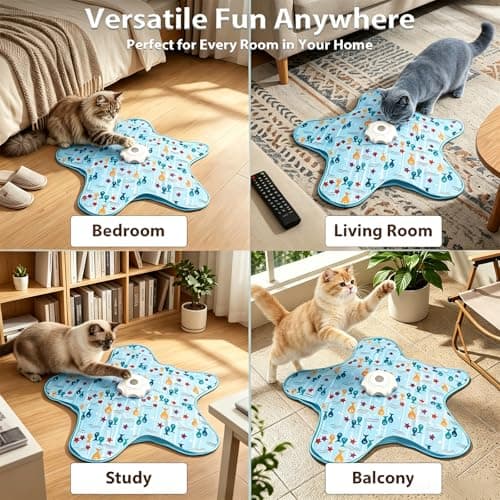 EGBULL Automatic Cat Toy Interactive Hide and Seek Cat Toy Electric Cat Toy with Feather Wand Mouse Sounds Touch Activated USB Rechargeable Kitten Toys for Indoor Cats Self Play Hunting Exercise - Thumbnail 2