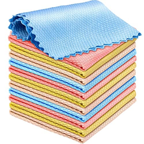 Niveaya Nano Streak Free Miracle Cleaning Cloths - 12 Pack, Reusable Nanoscale Fish Scale Cleaning Cloth, Lint Free Cleaning Cloth for Glass, Dishes, Mirrors, Stainless Steel Appliances, Etc - Image 1