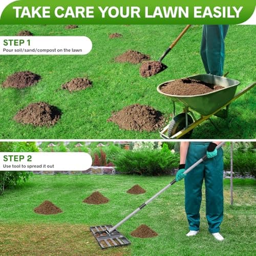 REAPALOT Lawn Leveling Rake, Lawn Leveler with Stainless Steel Long Handle, Heavy Duty Yard Level Tool for Leveling Soil, Sand Or Dirt Surfaces, Gardening Gloves Gift Included (17x10in) - Thumbnail 4