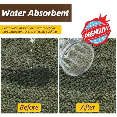 JSEI 17''x71'' Non-Slip Kitchen Runner Rug, Polypropylene Kitchen Mats, Machine Washable Absorbent and Stain Resistant Kitchen Rug, Carpet Mats with TPR Backing for Kitchen, Green - Thumbnail 4