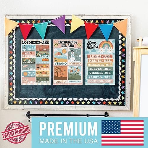 Hadley Designs Spanish Posters for Classroom - 12 Bilingual Educational Posters for Spanish Classroom Decorations Must Haves, Calendario y Alfabeto en Español Para la Pared, Colorful Teacher Supplies - Thumbnail 3