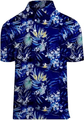 Actflare Polo Shirts for Men Moisture Wicking Quick-Dry Pattern Print Performance Polo Shirts for Men Dark Tropic XXL - Image 1