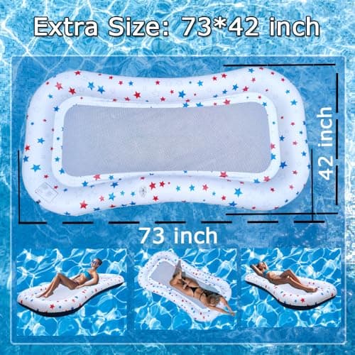 POORAFTERS Ultra-Comfort Cooling Pool Float Lounge 2 Pack Extra-LargeMesh Inflatable Raft with Cup Holder Floating Lounger for Adults Beach Pool Lake Party Summer Relaxation Essential - Thumbnail 4