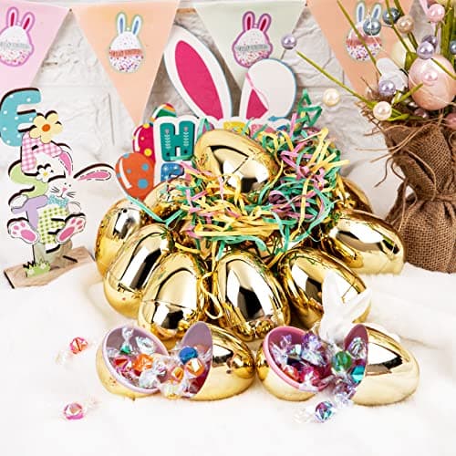 Supernal 40pcs Golden Easter Egg 3.1"Large Golden Metallic Easter Eggs Great For Easter Theme Party Favor Easter Eggs Hunt,Easter Eggs Bulk,Easter Eggs For Candy Treats(Gold) - Thumbnail 2