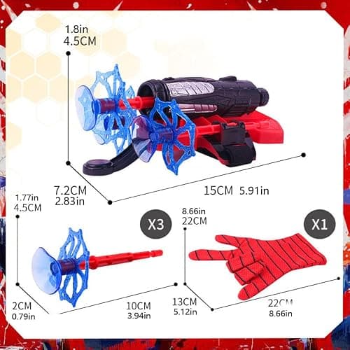 NuGeriAZ Spider Gloves Man Web Shooter Toy, Super Hero Capes and Mask for Kids Spider Plastic Superhero Launcher Glove Hero Movie Launcher Toy Set, Medium - Thumbnail 5