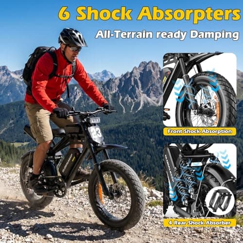 GLOBALKEEP MA-Pro Electric Bike for Adults, 1500W Peak Dual Suspension Off-Road Ebike, 48V 17.5Ah Removable Battery, 20" x 4.0 Fat Tire Class 2 Electric Bicycle Trail Cruiser with Top Tube Bag - Thumbnail 4