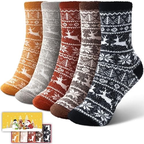 ICEIVY 5 Pair Fuzzy Cozy Fluffy Socks for Women, Warm Comfy Soft Casual Home Sleep Winter Wool Socks, Gifts for Women - Image 1